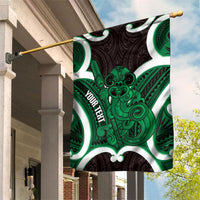 Kakariki Aotearoa Atua Tumatauenga Personalised Garden Flag Maori God Of War Tiki With Taiaha LT14 House Flag Green - Polynesian Pride