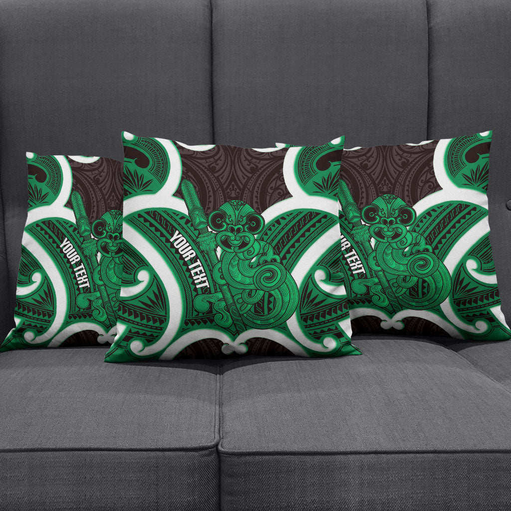 Kakariki Aotearoa Atua Tumatauenga Personalised Pillow Cover Maori God Of War Tiki With Taiaha LT14 - Polynesian Pride