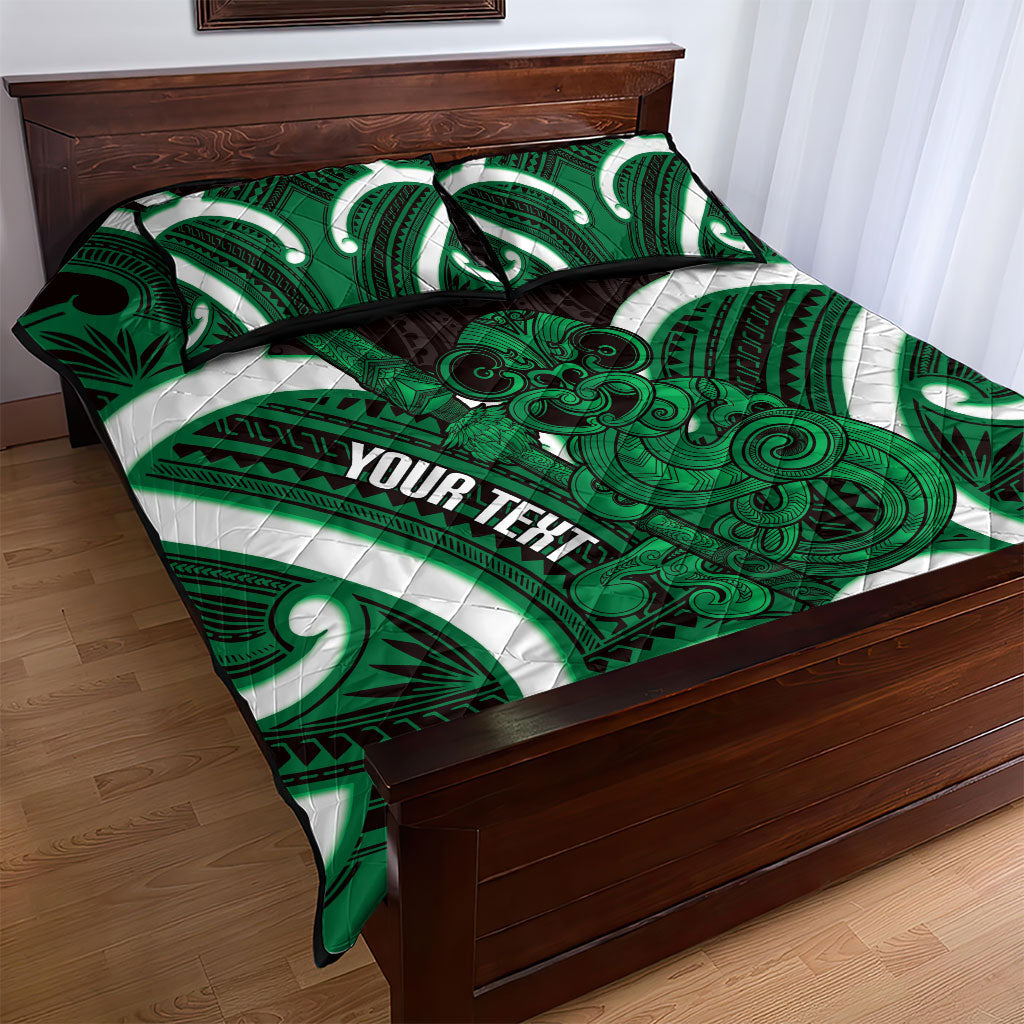 Kakariki Aotearoa Atua Tumatauenga Personalised Quilt Bed Set Maori God Of War Tiki With Taiaha