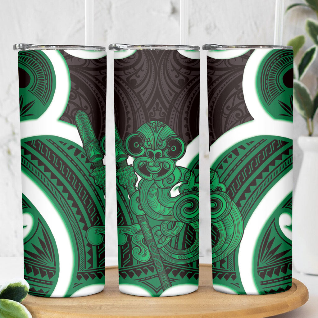 Kakariki Aotearoa Atua Tumatauenga Skinny Tumbler Maori God Of War Tiki With Taiaha