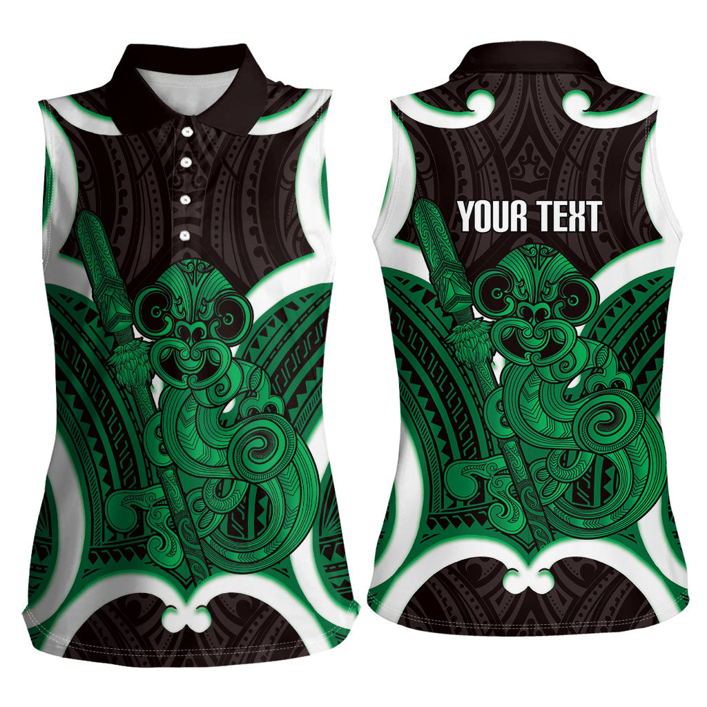 Kakariki Aotearoa Atua Tumatauenga Personalised Women Sleeveless Polo Shirt Maori God Of War Tiki With Taiaha LT14 - Polynesian Pride