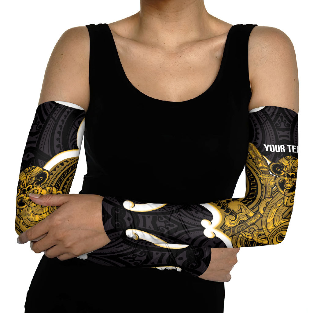 Kowhai Aotearoa Atua Tumatauenga Personalised Arm Sleeves Maori God Of War Tiki With Taiaha