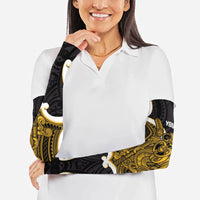 Kowhai Aotearoa Atua Tumatauenga Personalised Arm Sleeves Maori God Of War Tiki With Taiaha