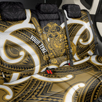 Kowhai Aotearoa Atua Tumatauenga Personalised Back Car Seat Cover Maori God Of War Tiki With Taiaha LT14 - Polynesian Pride