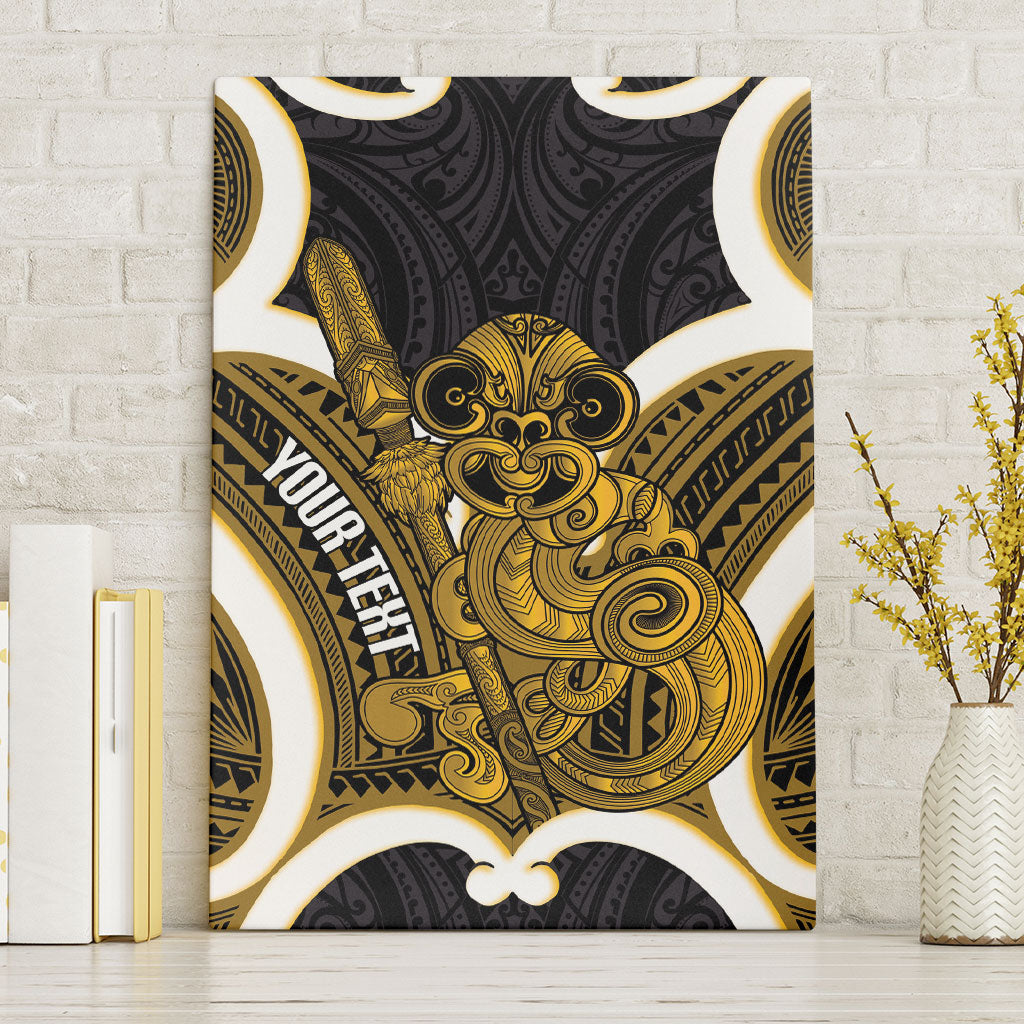Kowhai Aotearoa Atua Tumatauenga Personalised Canvas Wall Art Maori God Of War Tiki With Taiaha