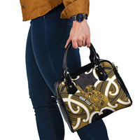 Kowhai Aotearoa Atua Tumatauenga Personalised Shoulder Handbag Maori God Of War Tiki With Taiaha