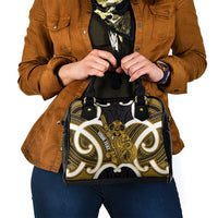 Kowhai Aotearoa Atua Tumatauenga Personalised Shoulder Handbag Maori God Of War Tiki With Taiaha