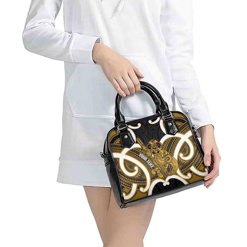 Kowhai Aotearoa Atua Tumatauenga Personalised Shoulder Handbag Maori God Of War Tiki With Taiaha