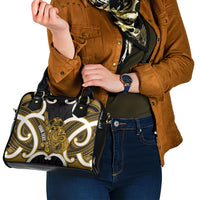 Kowhai Aotearoa Atua Tumatauenga Personalised Shoulder Handbag Maori God Of War Tiki With Taiaha