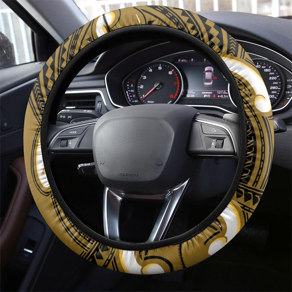 Kowhai Aotearoa Atua Tumatauenga Steering Wheel Cover Maori God Of War Tiki With Taiaha LT14 - Polynesian Pride