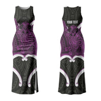 Waiporoporo Aotearoa Atua Tumatauenga Personalised Couples Matching Tank Maxi Dress and Long Sleeve Button Shirt Maori God Of War Tiki With Taiaha