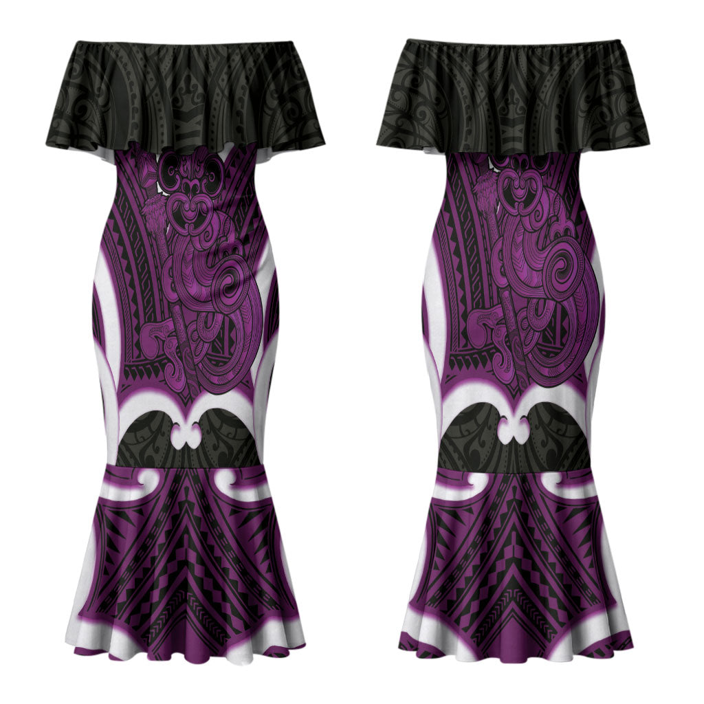 Waiporoporo Aotearoa Atua Tumatauenga Personalised Family Matching Mermaid Dress and Hawaiian Shirt Maori God Of War Tiki With Taiaha