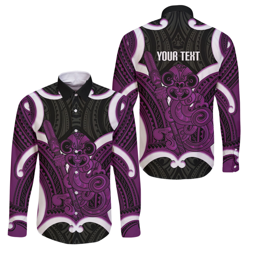 Waiporoporo Aotearoa Atua Tumatauenga Personalised Family Matching Off The Shoulder Long Sleeve Dress and Hawaiian Shirt Maori God Of War Tiki With Taiaha