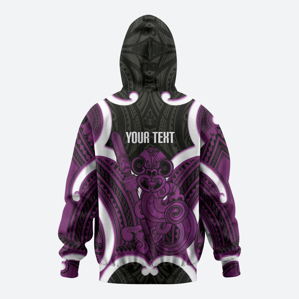 Waiporoporo Aotearoa Atua Tumatauenga Personalised Hoodie Maori God Of War Tiki With Taiaha