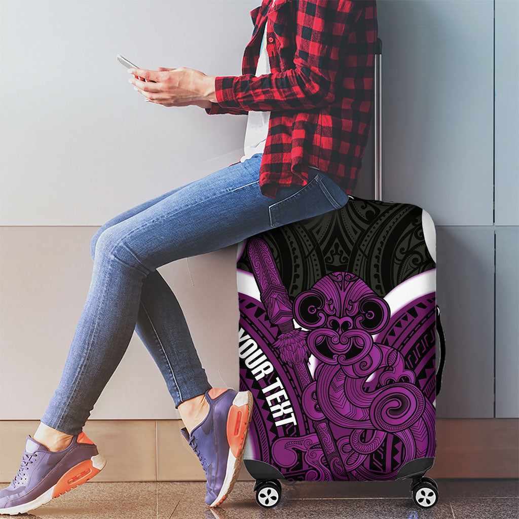 Waiporoporo Aotearoa Atua Tumatauenga Personalised Luggage Cover Maori God Of War Tiki With Taiaha LT14 - Polynesian Pride