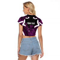 Waiporoporo Aotearoa Atua Tumatauenga Personalised Raglan Cropped T Shirt Maori God Of War Tiki With Taiaha