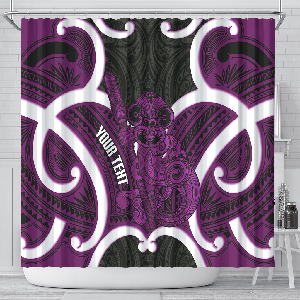 Waiporoporo Aotearoa Atua Tumatauenga Personalised Shower Curtain Maori God Of War Tiki With Taiaha