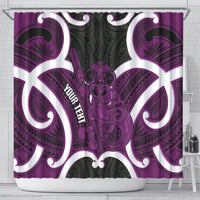 Waiporoporo Aotearoa Atua Tumatauenga Personalised Shower Curtain Maori God Of War Tiki With Taiaha