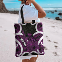 Waiporoporo Aotearoa Atua Tumatauenga Personalised Tote Bag Maori God Of War Tiki With Taiaha