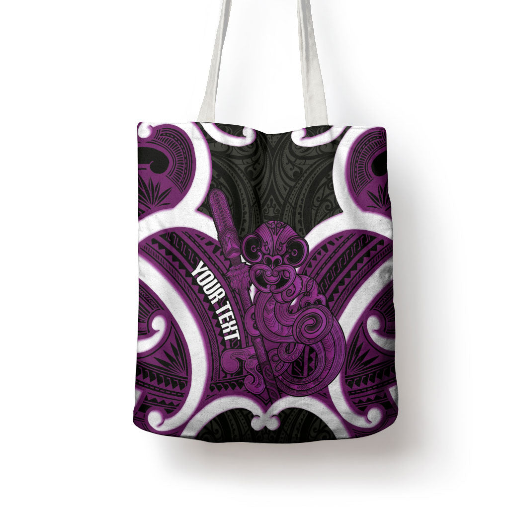 Waiporoporo Aotearoa Atua Tumatauenga Personalised Tote Bag Maori God Of War Tiki With Taiaha