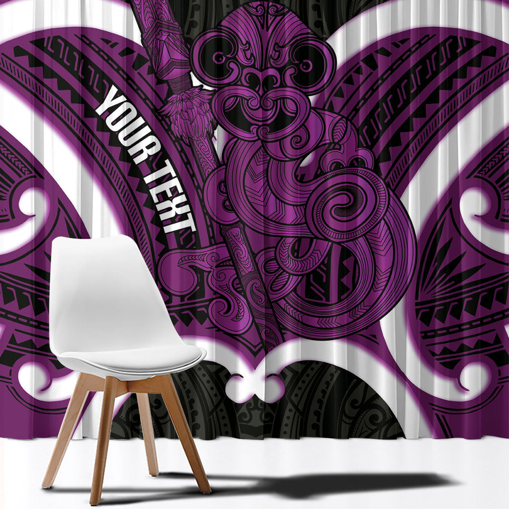 Waiporoporo Aotearoa Atua Tumatauenga Personalised Window Curtain Maori God Of War Tiki With Taiaha LT14 - Polynesian Pride