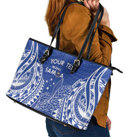 Custom Manu Samoa Rugby 2024 Leather Tote Bag Go Champions Samoan Tattoo
