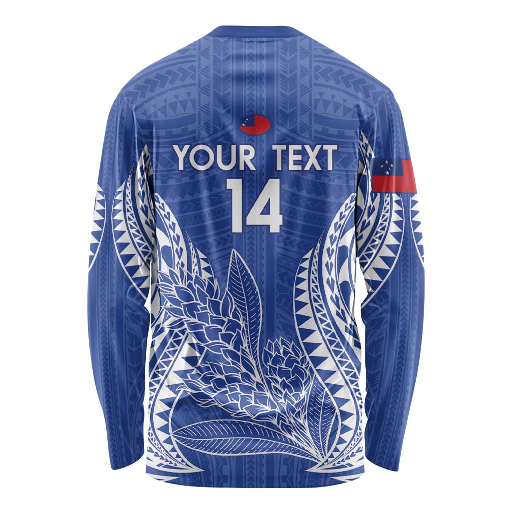 Custom Manu Samoa Rugby 2024 Long Sleeve Shirt Go Champions Samoan Tattoo