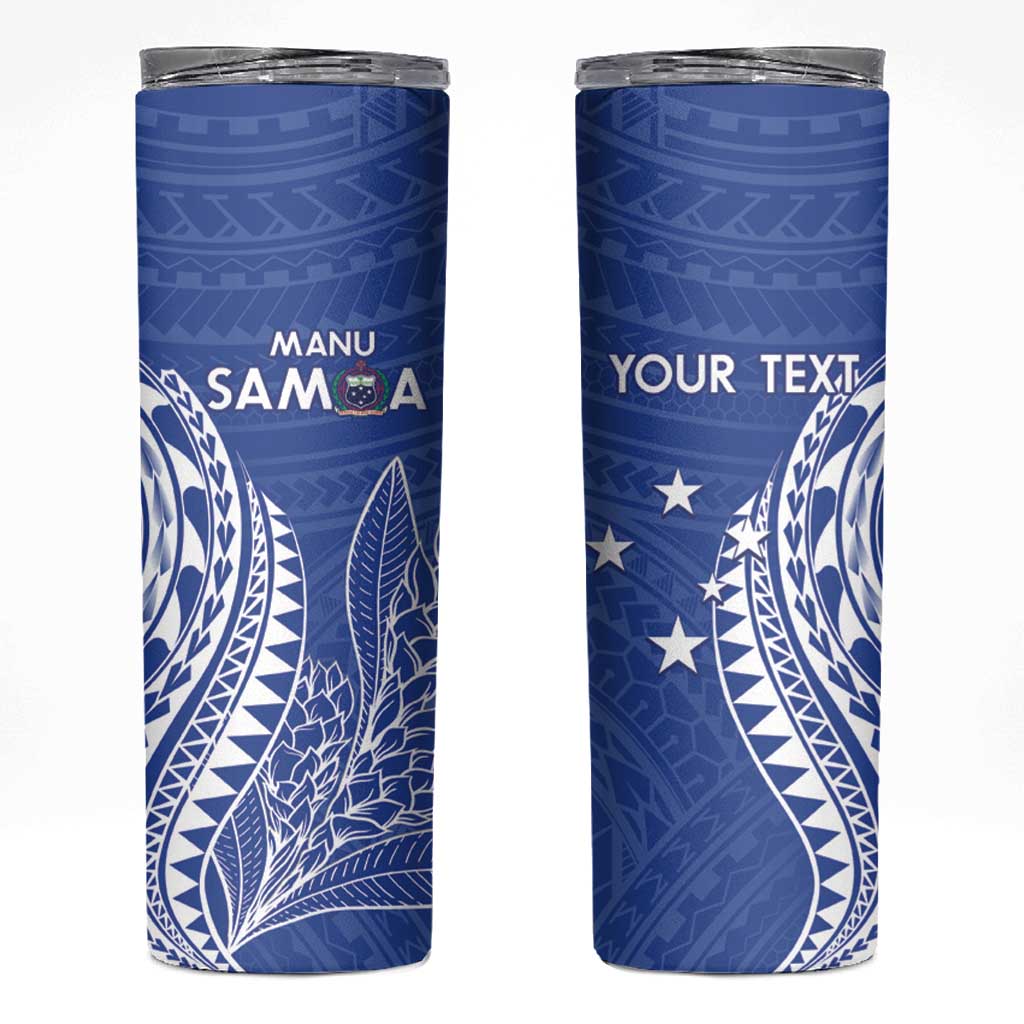 Custom Manu Samoa Rugby 2024 Skinny Tumbler Go Champions Samoan Tattoo