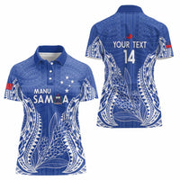 Custom Manu Samoa Rugby 2024 Women Polo Shirt Go Champions Samoan Tattoo