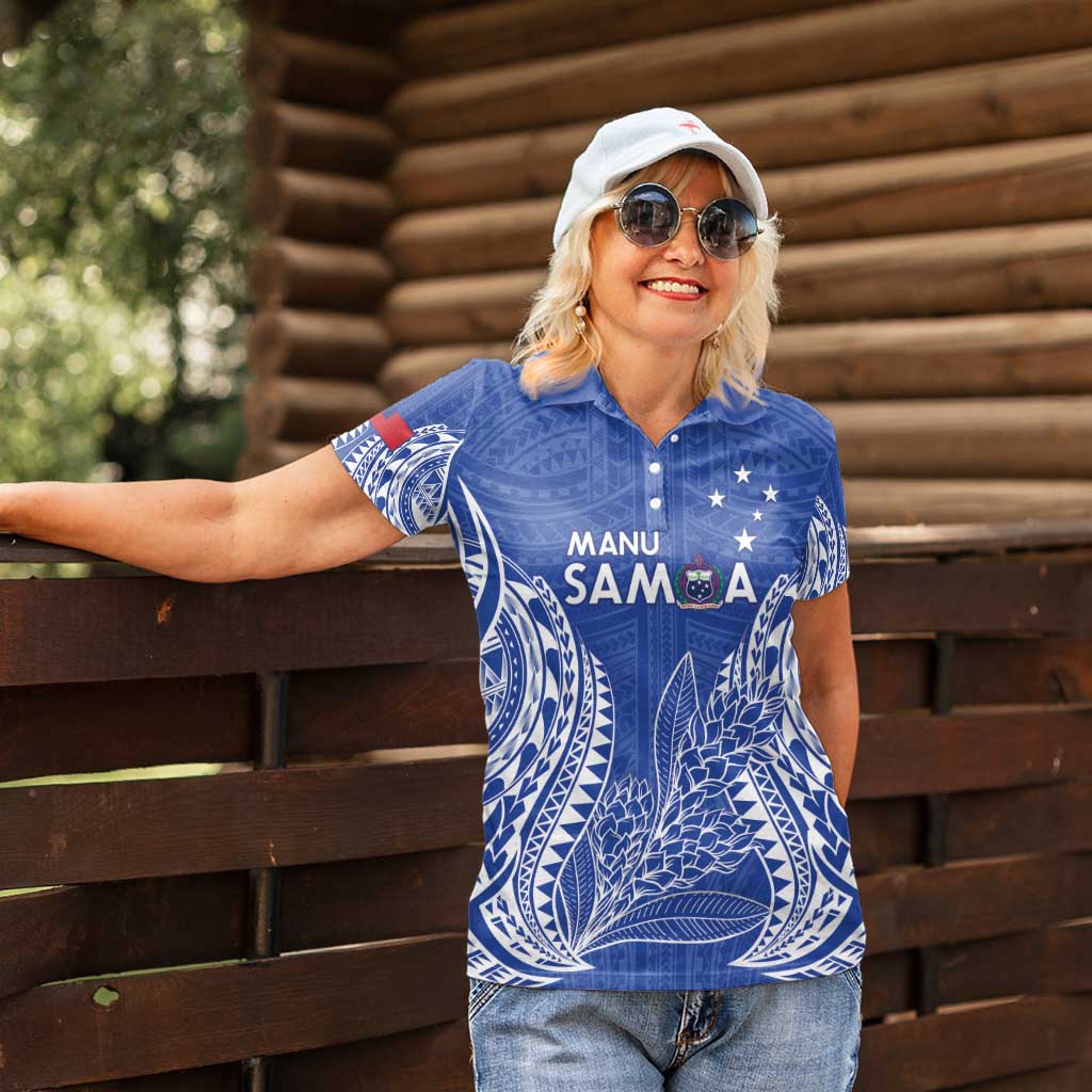 Custom Manu Samoa Rugby 2024 Women Polo Shirt Go Champions Samoan Tattoo