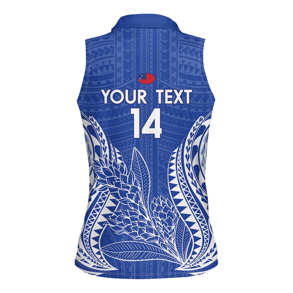 Custom Manu Samoa Rugby 2024 Women Sleeveless Polo Shirt Go Champions Samoan Tattoo