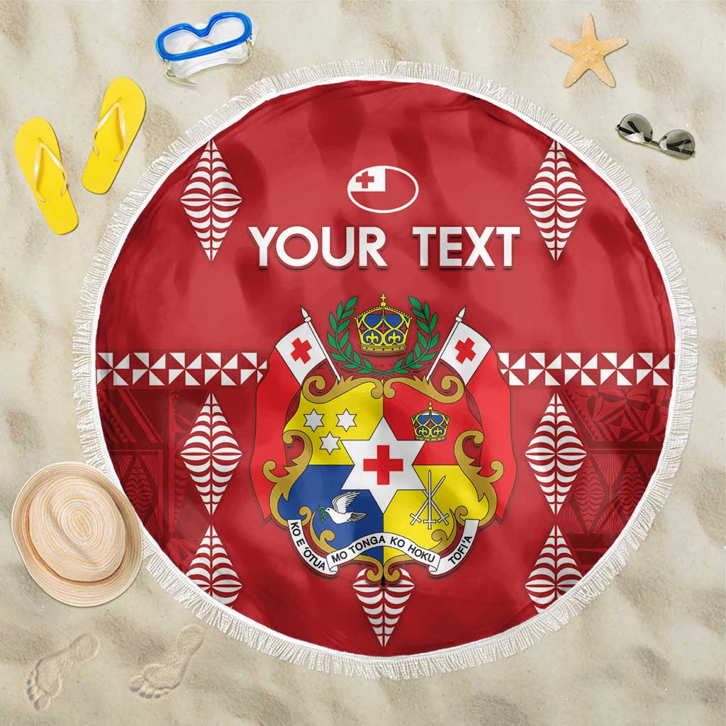 Custom Tonga Rugby 2024 Beach Blanket Go Champions Ikale Tahi Ngatu Pattern