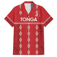 Custom Tonga Rugby 2024 Family Matching Short Sleeve Bodycon Dress and Hawaiian Shirt Go Champions Ikale Tahi Ngatu Pattern LT14 Dad's Shirt - Short Sleeve Red - Polynesian Pride