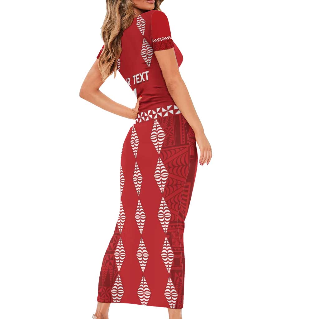 Custom Tonga Rugby 2024 Short Sleeve Bodycon Dress Go Champions Ikale Tahi Ngatu Pattern LT14 - Polynesian Pride