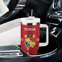 Custom Tonga Rugby 2024 Tumbler With Handle Go Champions Ikale Tahi Ngatu Pattern