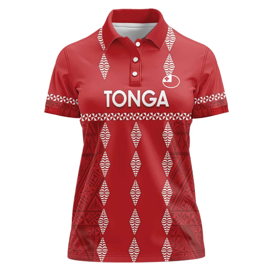 Custom Tonga Rugby 2024 Women Polo Shirt Go Champions Ikale Tahi Ngatu Pattern