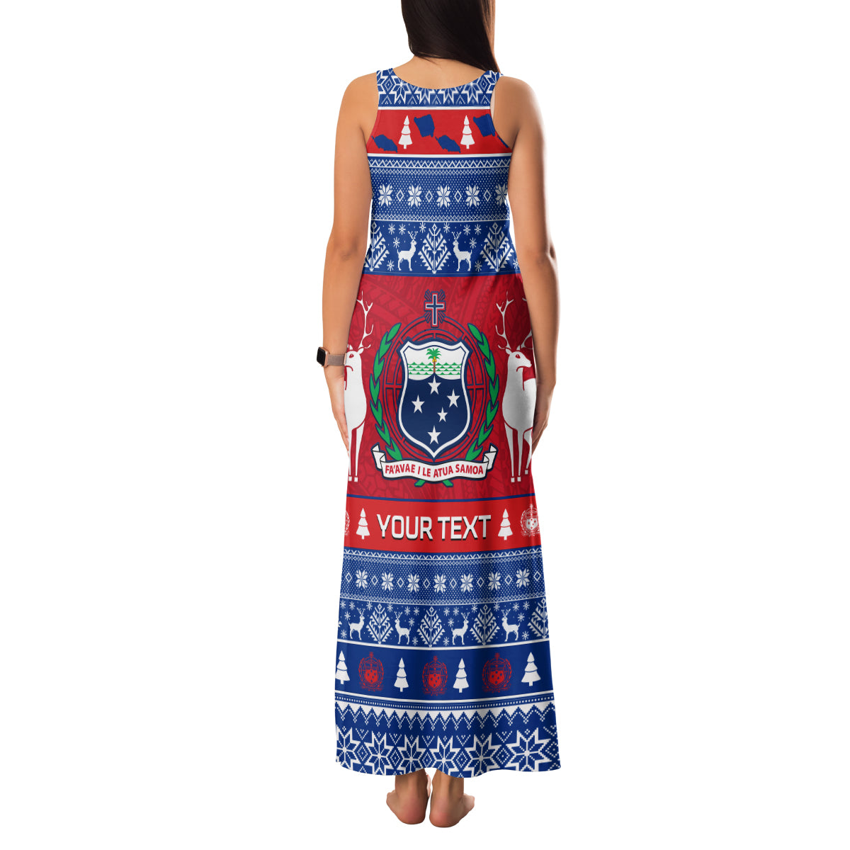 Personalised Samoa Christmas Family Matching Tank Maxi Dress and Hawaiian Shirt Samoan Coat Of Arms Manuia Le Kirisimas LT14 - Polynesian Pride