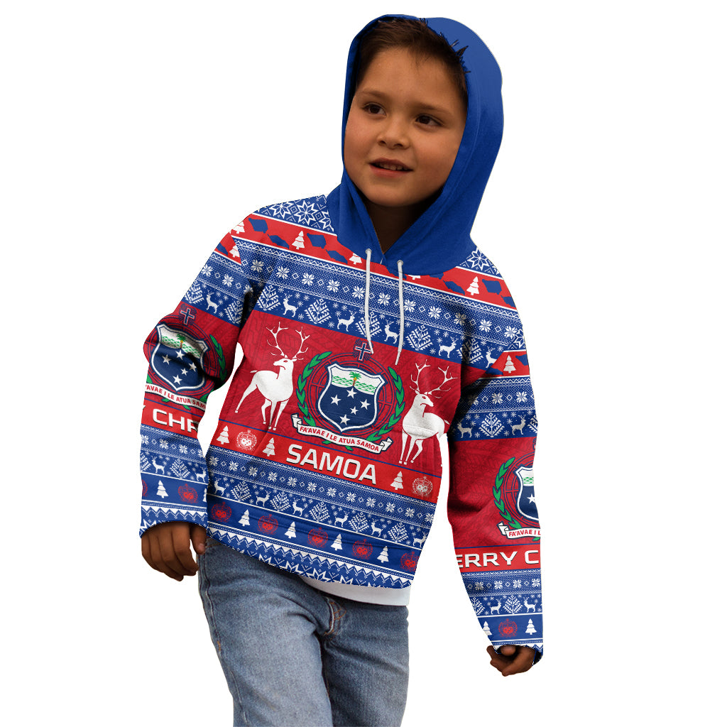 Personalised Samoa Christmas Kid Hoodie Samoan Coat Of Arms Manuia Le Kirisimas LT14 - Polynesian Pride