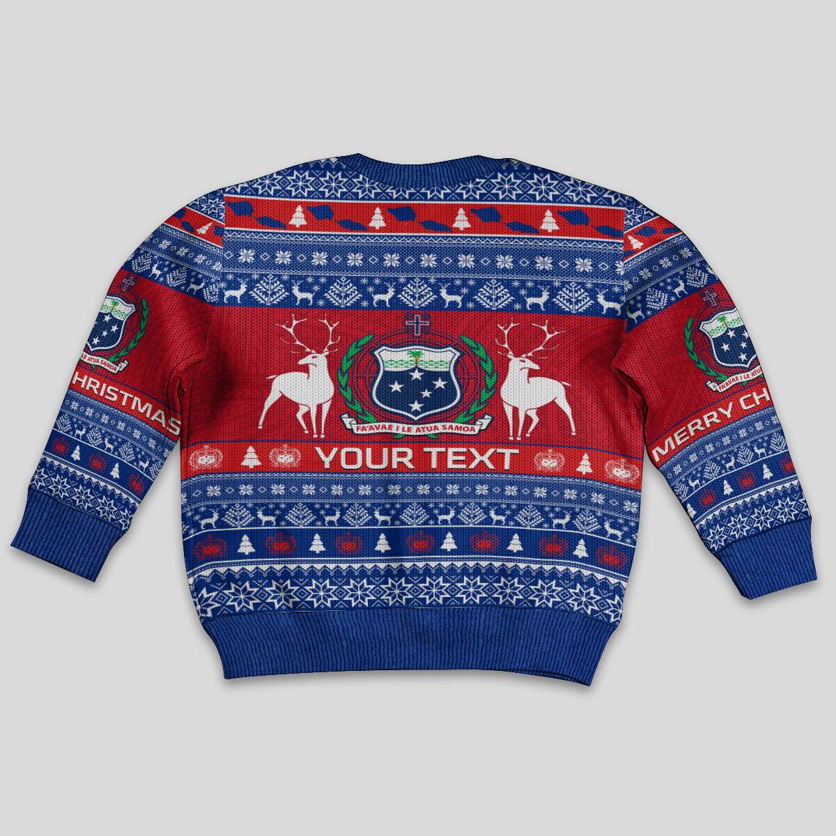 Personalised Samoa Christmas Kid Ugly Christmas Sweater Samoan Coat Of Arms Manuia Le Kirisimas LT14 - Polynesian Pride