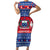 Personalised Samoa Christmas Short Sleeve Bodycon Dress Samoan Coat Of Arms Manuia Le Kirisimas LT14 Long Dress Blue - Polynesian Pride