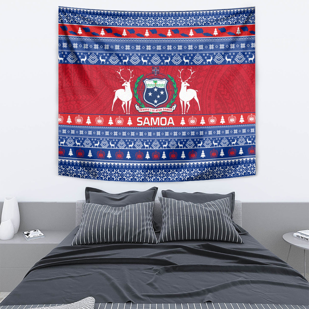 Personalised Samoa Christmas Tapestry Samoan Coat Of Arms Manuia Le Kirisimas LT14 - Polynesian Pride