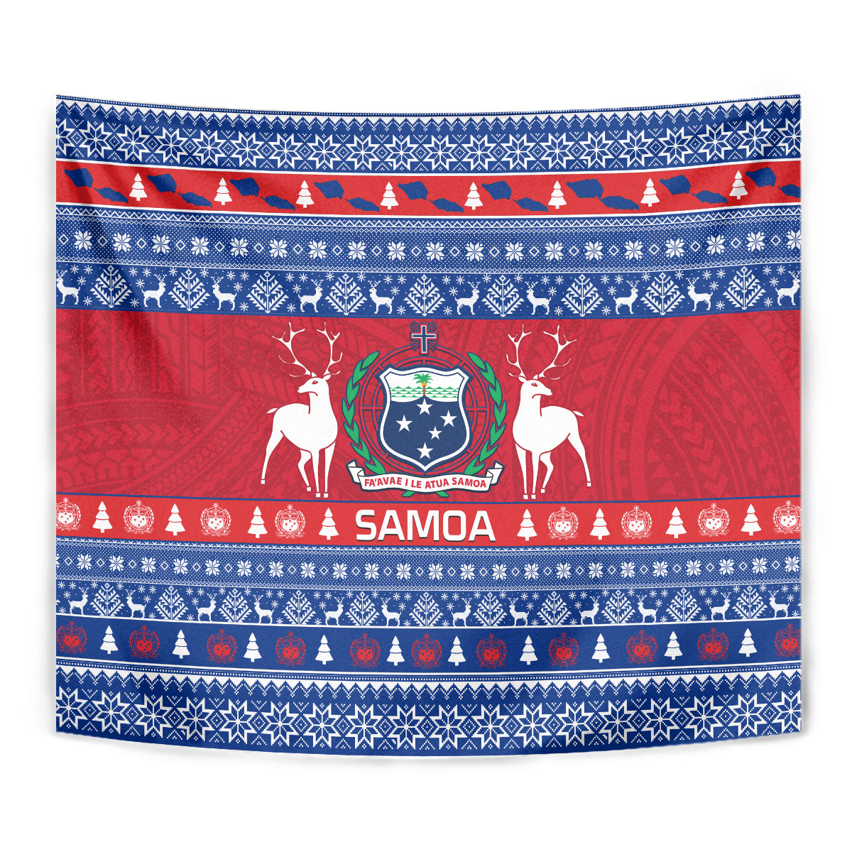 Personalised Samoa Christmas Tapestry Samoan Coat Of Arms Manuia Le Kirisimas LT14 - Polynesian Pride