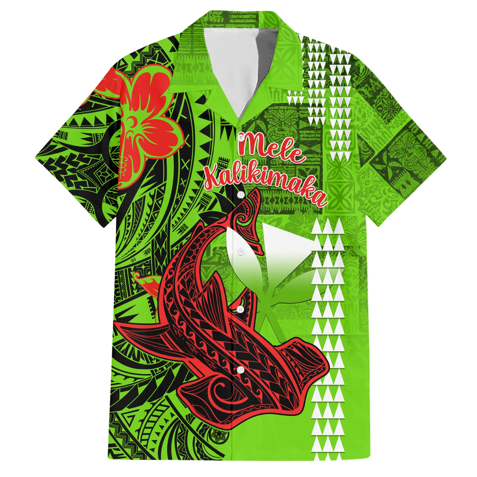 Personalised Hawaii Christmas Hawaiian Shirt Mele Kalikimaka Kakau Polynesian Shark Tattoo LT14 Green - Polynesian Pride