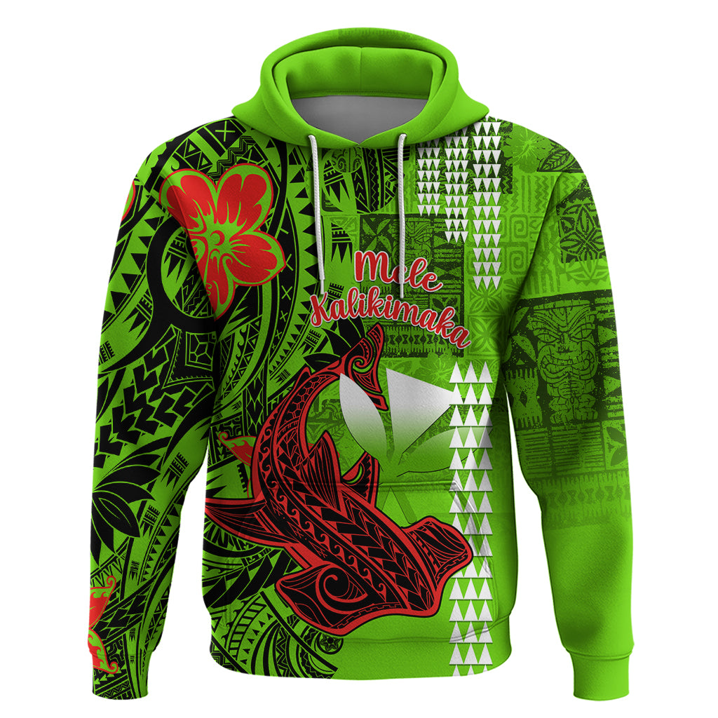 Personalised Hawaii Christmas Hoodie Mele Kalikimaka Kakau Polynesian Shark Tattoo LT14 Green - Polynesian Pride