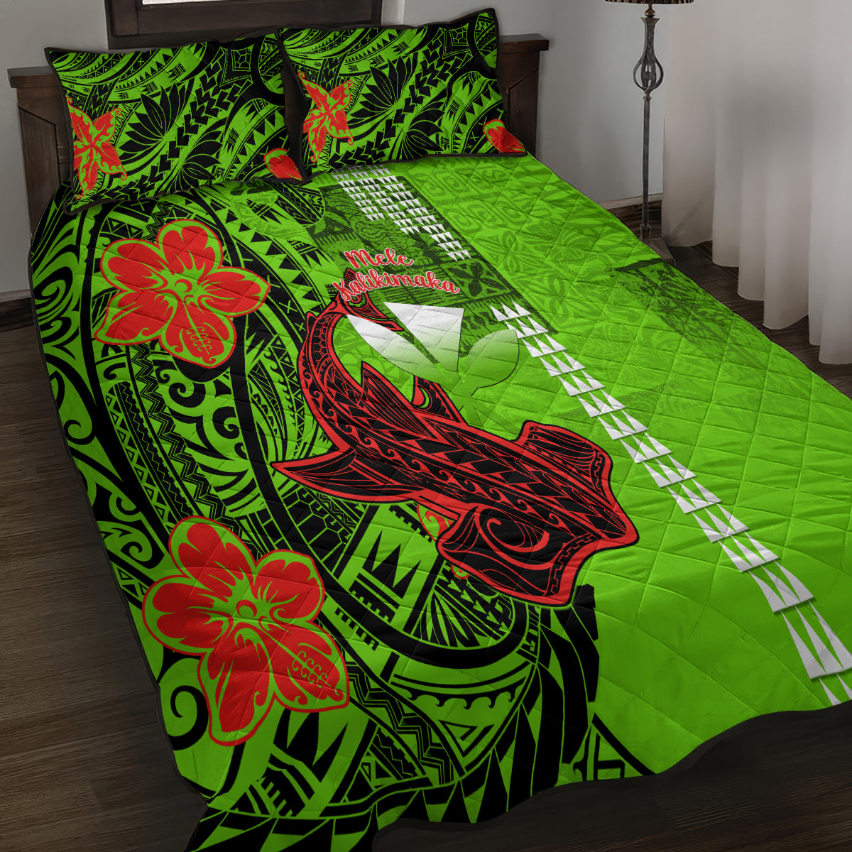 Personalised Hawaii Christmas Quilt Bed Set Mele Kalikimaka Kakau Polynesian Shark Tattoo LT14 - Polynesian Pride