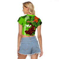 Personalised Hawaii Christmas Raglan Cropped T Shirt Mele Kalikimaka Kakau Polynesian Shark Tattoo LT14 - Polynesian Pride