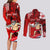 Personalised Hawaii Christmas Couples Matching Long Sleeve Bodycon Dress and Long Sleeve Button Shirts Mele Kalikimaka Surfing Santa Claus LT14 - Polynesian Pride