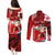 Personalised Hawaii Christmas Couples Matching Puletasi Dress and Long Sleeve Button Shirts Mele Kalikimaka Surfing Santa Claus LT14 - Polynesian Pride
