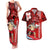 Personalised Hawaii Christmas Couples Matching Tank Maxi Dress and Hawaiian Shirt Mele Kalikimaka Surfing Santa Claus LT14 Red - Polynesian Pride
