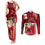Personalised Hawaii Christmas Couples Matching Tank Maxi Dress and Long Sleeve Button Shirts Mele Kalikimaka Surfing Santa Claus LT14 Red - Polynesian Pride